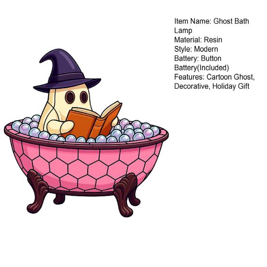 Halloween Ghost Bubble Bath Lamp Spooky Reading Book Cartoon Ghost Decorative Lamp Home Office Desktop Decoration