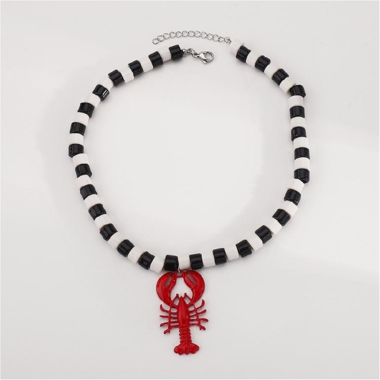 Playful Red Lobster Design Necklace Use Friendly Alloy Enamel Jewelry Lightweight Accessory For Holidays Or Everyday Use