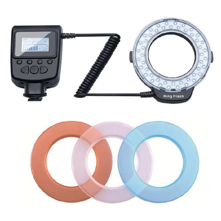 Studio Grade Macro Flash Light With Two Side Lighting 8 Interchangeables Adapters 4 Color Filters For Professional Photography