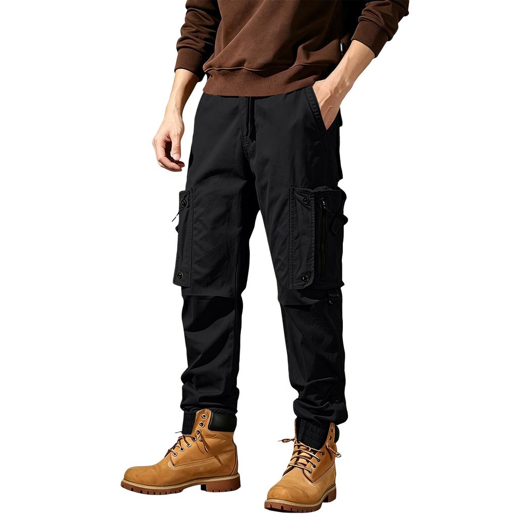 Herren Outdoor Wander-Taktische Cargohosen mit verstellbaren Kordelzügen an den Bündchen Mehrere Taschen Strapazierfähige Arbeitskleidung Utility-Hosen