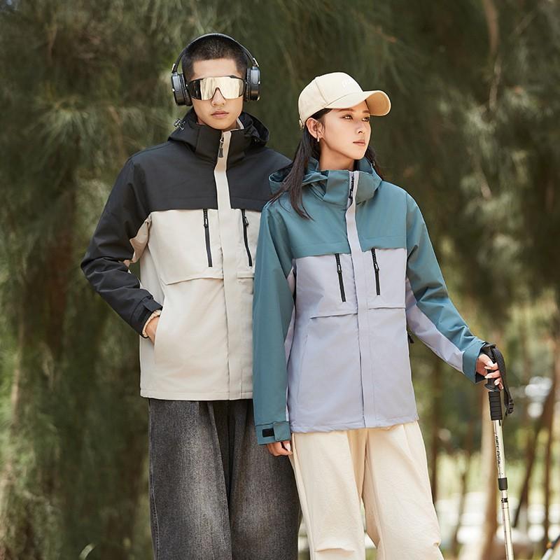 Mens Womens 3-in-1 Waterproof Windproof Hiking Jacket Outdoor Sport Coat With Hood