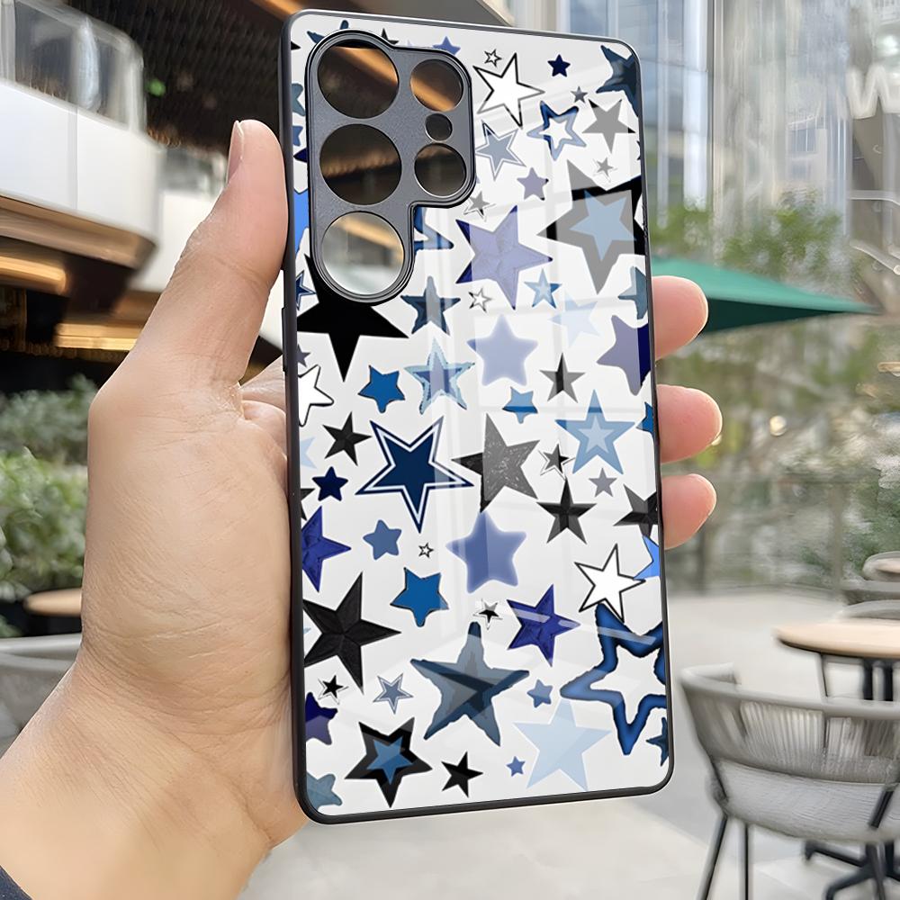 Fashion INS Stars Phone Case For S25 Ultra Samsung S26 S24 Fe S22 S20 S23 21 Plus A54 A34 A53 A16 Glass Cover
