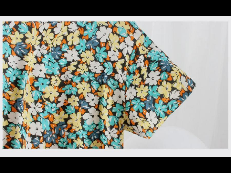 Summer Korean Floral Short-Sleeve Dresses for Girls: Middle To Large Sizes