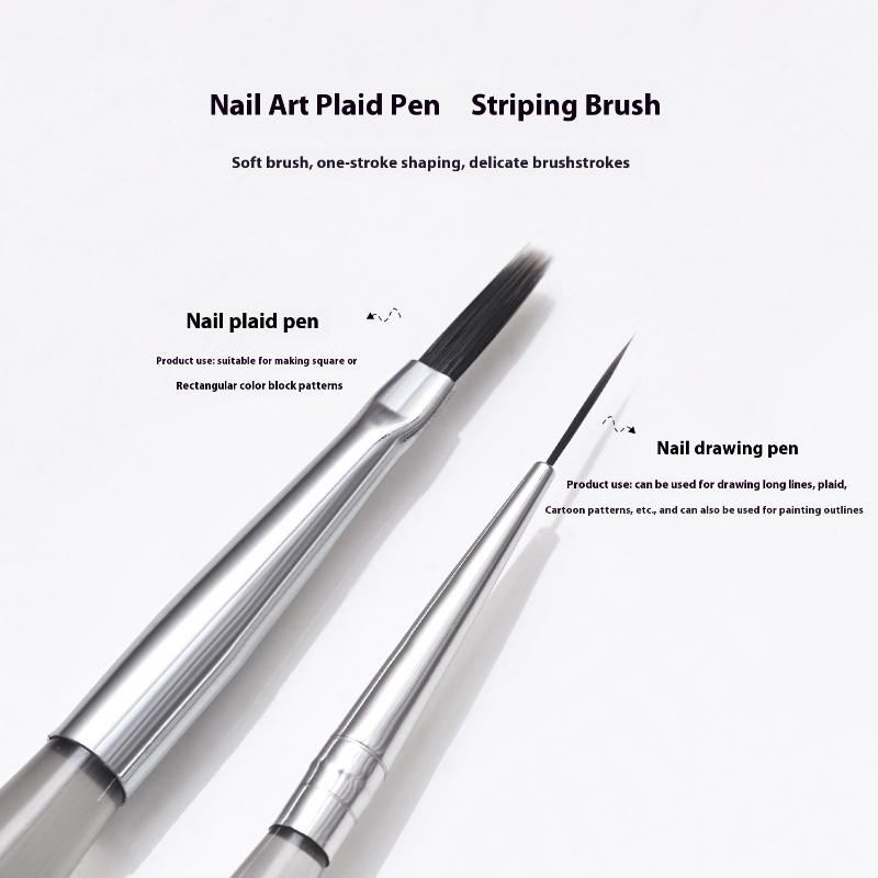 Professional Nail Plaid Art Brush For Tartan & Lines Slim Detail Drawing Painting Brush Manicure Nail Tool DIY UV Gel Extension