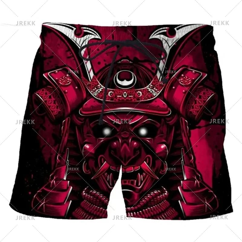 Sommermode 3D-Druck Samurai-Maske Shorts Herren lustige Persönlichkeit Hip-Hop Street Short Hosen Ropa De Hombre Badehose
