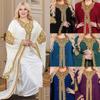 Embroidered Flared Sleeve Jalabiya with Gold Lace