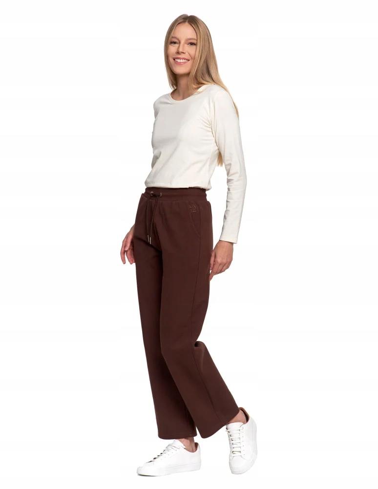 Women's Warm High Waist Sweatpants 100% Cotton MORAJ XXL BROWN