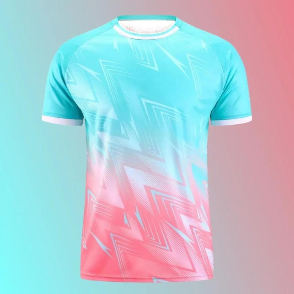 Sports Style Gradually Changing Color 3D Digital Printing Men's Casual and Comfortable Round Neck Short Sleeved T-shirt