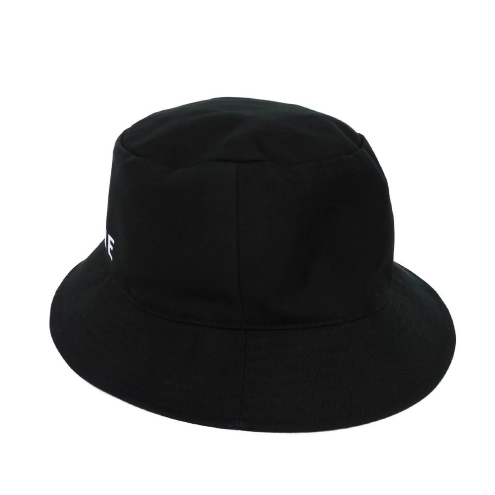 Used 10431 Logo Bucket Hat 2AU5B968P.38UB 7919 M 22.8" Gabardine White New Logo Cotton Black Unisex from Japan AUTHENTIC