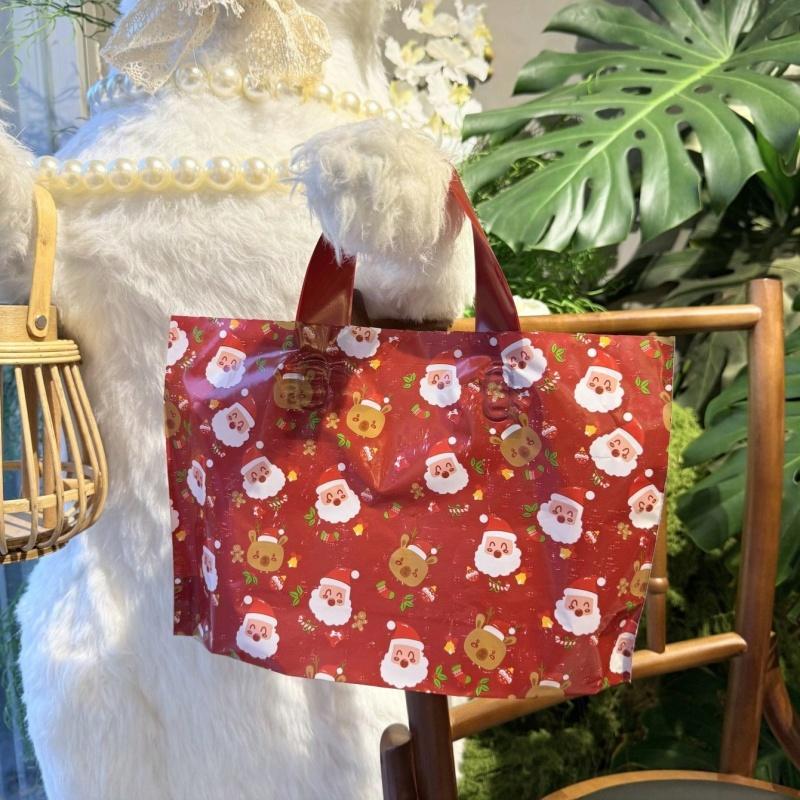 10 Red Plastic Christmas Gift Bags - Durable Holiday Tote Bags Perfect for Christmas, New Year, Valentine's Day