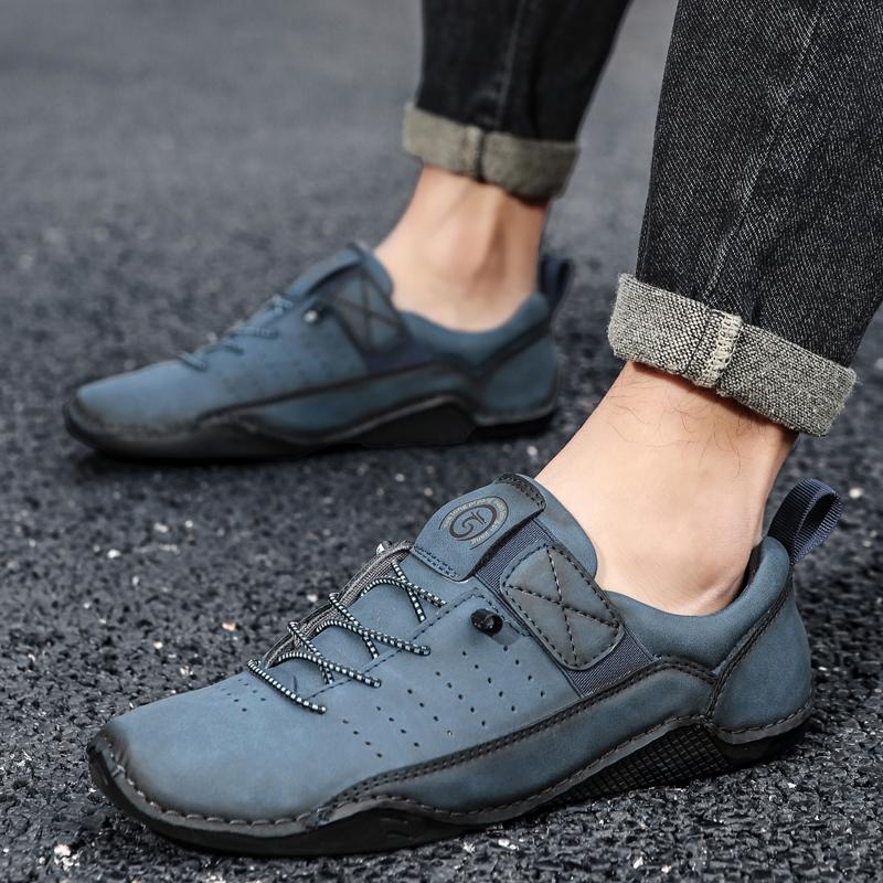 Fashion Genuine Leather Men Casual Shoes Breathable Sneakers Fashion British Style Loafers Men Luxury Designer Hiking Shoes Zapatos Homb