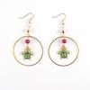Rust-proof Gold Plated Hoop Dangle Earrings Enamel Bee Charm Red Bead Accent for Women Casual Daily Wear Gift