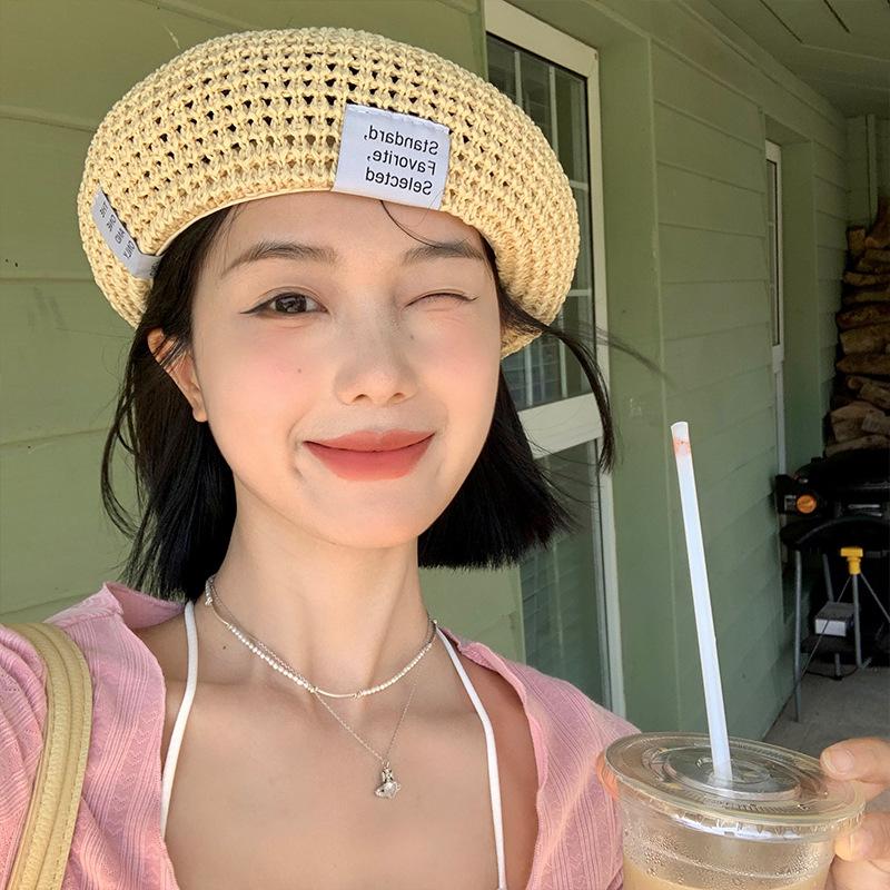 Summer Straw Fashionable Beret Hat For Adults In Assorted Colors With Airy Design