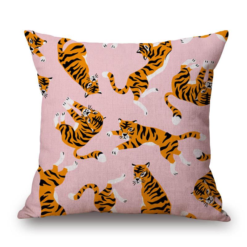 Dschungel Tiger Leopard Tiere Malerei Kissenbezug Heimdeko Kissenbezüge Dekorative Kissen für Sofa Kissenbezug