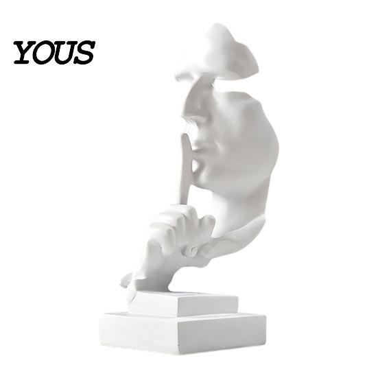 Gold Black White Figurine Abstract Faceless Sculpture, Modern Minimalist Silence Resin Statue, Luxury Light Figure Home Decor for Office