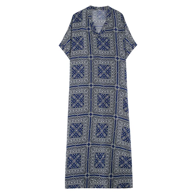 Short Sleeve Plus Size Cotton Vintage Dresses for Women Casual Loose Maxi Long Summer Beach Dress