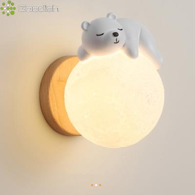 Modern Nordic Style Cartoon Bear Rabbit Moon Wall Lamps Art Creative Cute Stylish Lights for Bedside Home Decoration Chandelier