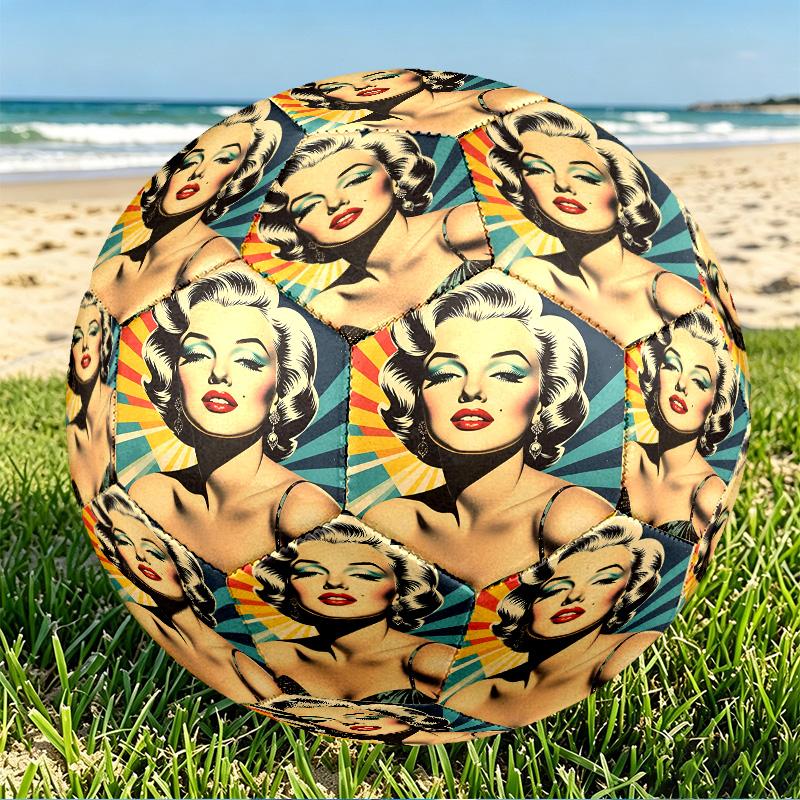Marilyn Monroe Print Size 5 Soccer Ball, PU Wear Resistant Football for Match Training and Daily Practice, Birthday Gift for Soccer Fans