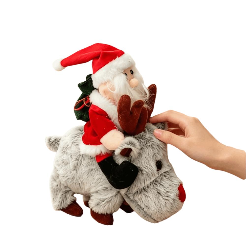 Musical Santa Riding Reindeer Toy Animated Musical Electric Xmas Ornament  Home Display