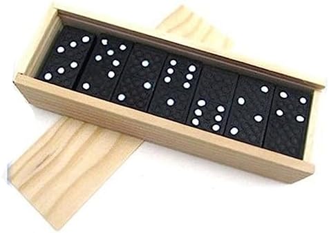 Kisangel 2 Sets Black Wooden Dominoes with Storage Box, Kids Educational Toys for Creativity, Table Game