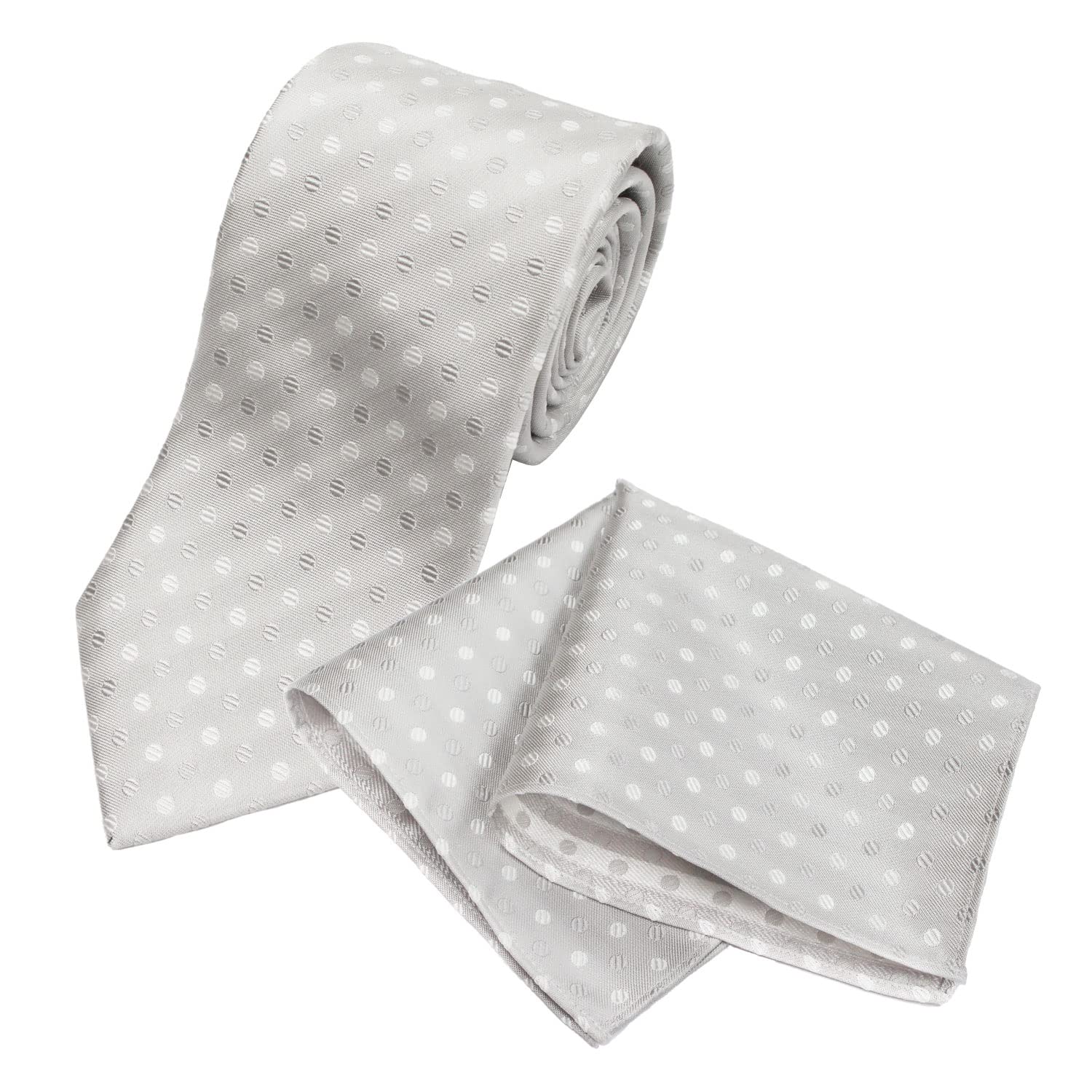 

Гран криер Галстук и нагрудный платок Свадебный Сделано в Фудзияме Гран криер x Белый Набор, Формальный, Шелк, Япония, Переплетение, (Точки Серебро)