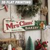 2D Flat, 1pc Mrs. Claus' Bakery North Pole Vintage Metal Sign - Large Retro Christmas Wall Art with Mrs. Claus & Gingerbread, Served Daily Menu Board-