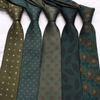 Green Series Business Tie Men'S Retro Striped Cashew Flower Polyester Silk Hand Tie