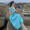 Sanya travel wear photo beach dress women small seaside vacation super fairy slanted shoulder suspender dress