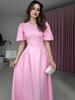 2025 Summer Elegant Sweet Temperament Short Sleeve Long Dress for Women