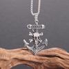 Punk Style Trendy Boat Anchor Necklace with Retro Skull Pattern Stainless Steel Pendant Necklace for Men