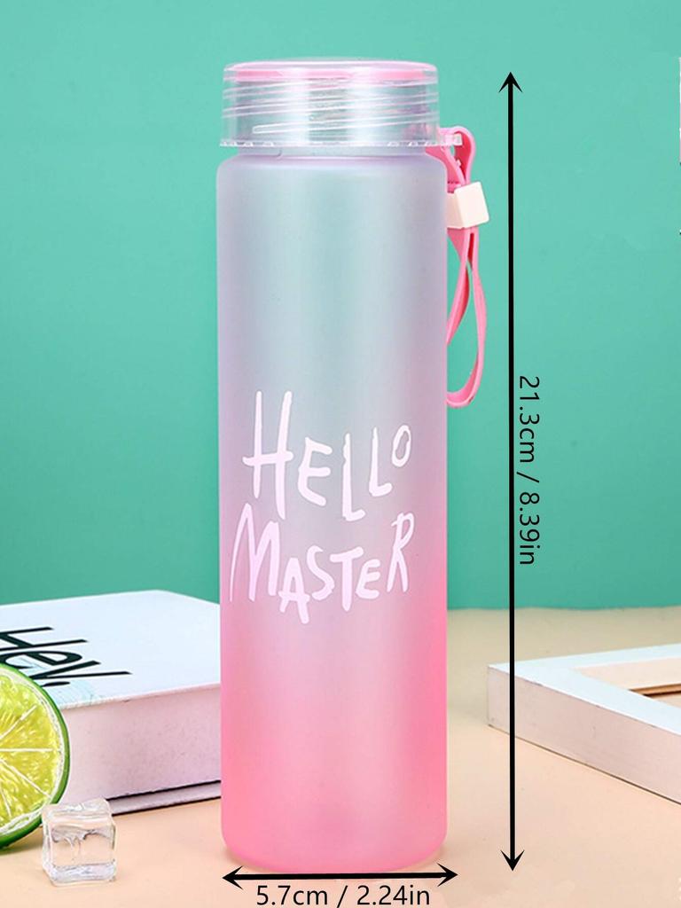 500ml Gradient Sports Water Bottle Plastic Large Capacity Frosted Cup With Strap Gift Camping Tour Plastic Sport Water Bottle