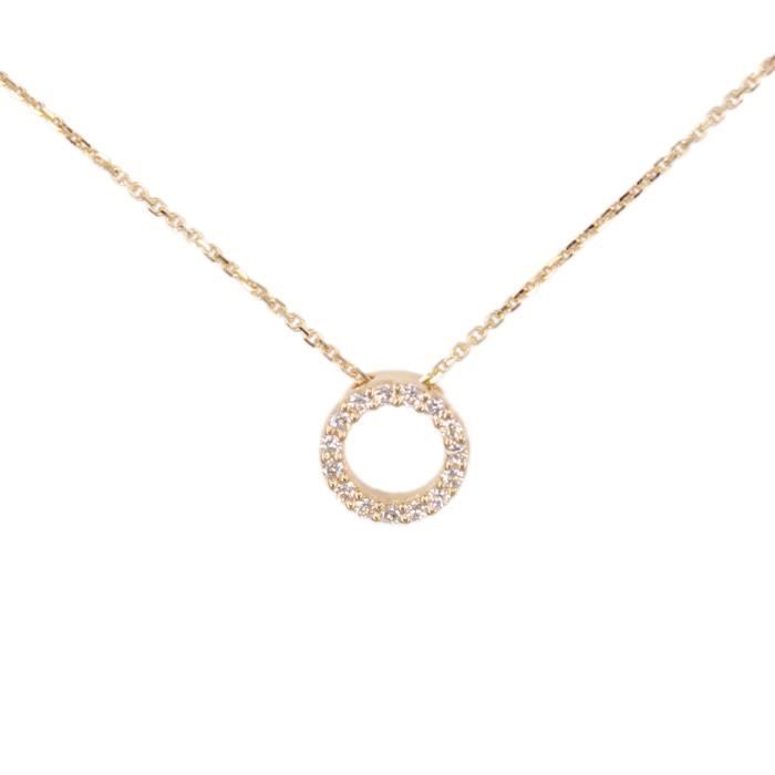 Collier Femme Or Jaune - Motif Anneau - Pavé de Zirconiums - L'ATELIER D'AZUR