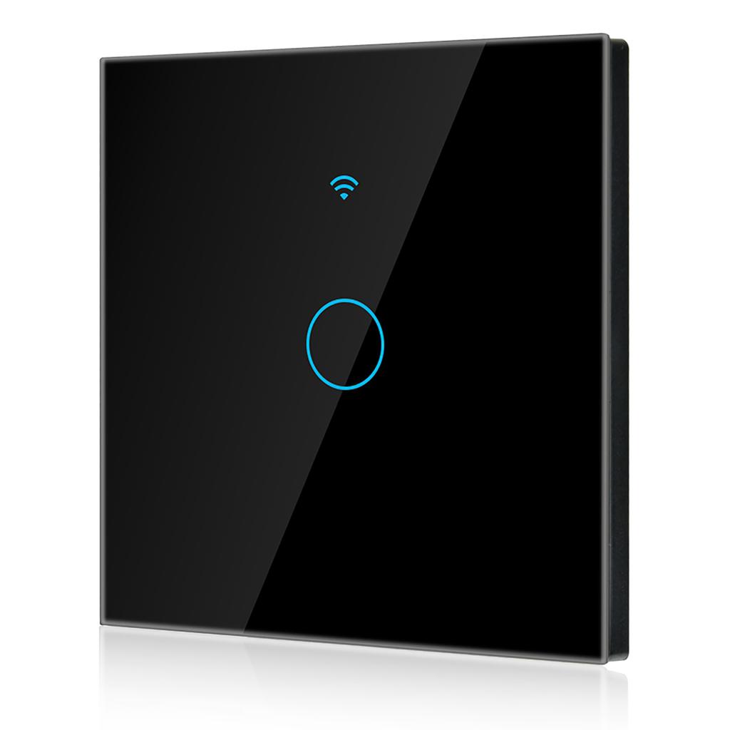 Comutator WiFi cu ecran tactil cerc unic pentru Alexa Google 1?Calea AC (Negru )