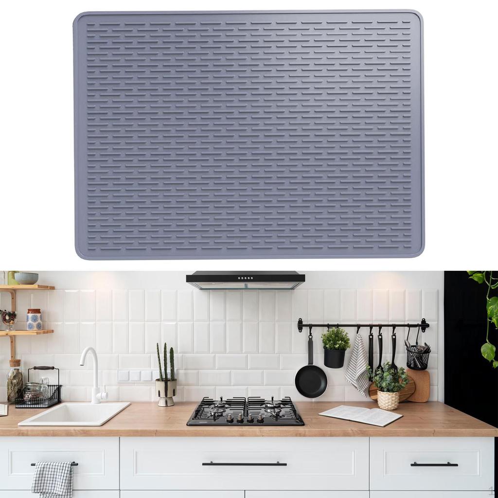 Silicone Top Cover Mat Cooktop Protector Universal Drain Pad Heat Insulation Dish Drying for