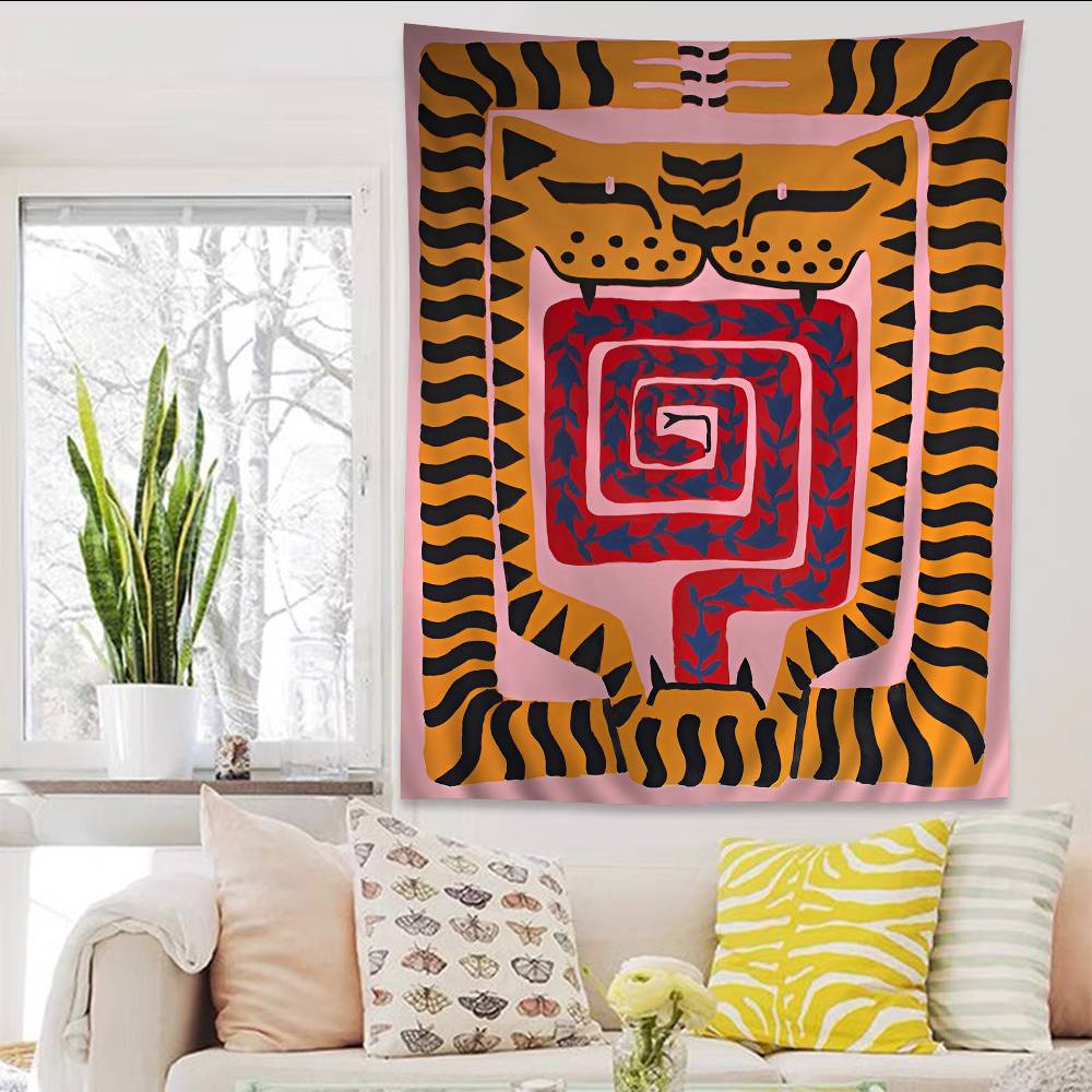 Ancient Egypt Tiger Leopard Printed Large Wall Tapestry Indian Buddha Wall Decoration Witchcraft Bohemian Hippie Decor Blanket
