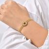 Natural Tiger'S Eye Stone Jewelry Premium Wind Mesh Strap Chain Stainless Steel Plated 18K Gold Bracelet Women