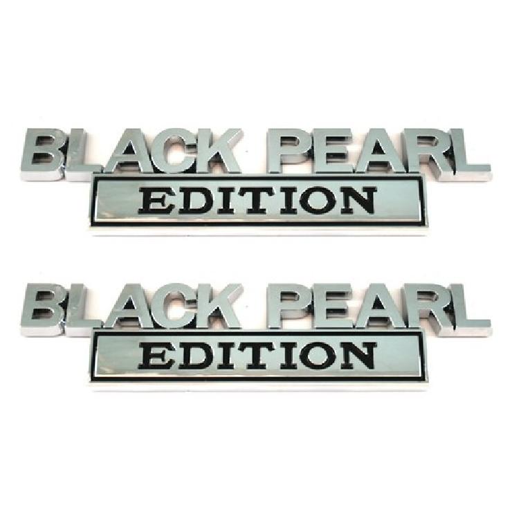 2pcs Black Pearl Edition Decals Sticker 3D Raised Letter Emblem Black chrome
