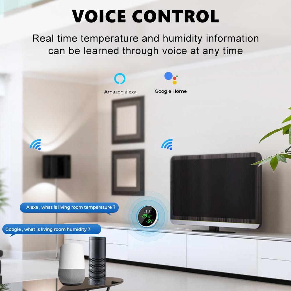 Tuya WiFi Temperature Humidity Sensor Smart Indoor Hygrometer Thermometer With LED Display Backlight Support Google Home Alexa