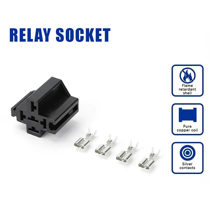 Auto 5-Pin Relay Holder Socket, Vehicle Circuit Electrical Connector Wiring Terminal Accessories
