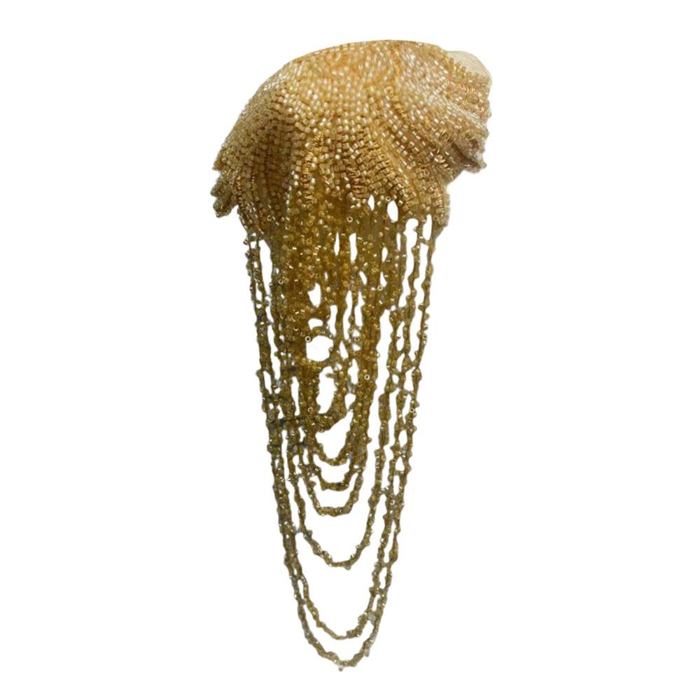 

Fringed Design Crystal Beads Patch Heavy Industry Embroidery Removable Decoration Tassels Applique Beaded Uniform помаранчевий