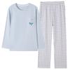Pajamas Women'S Long-Sleeved Chest Pad Integrated Thin Cotton Loungewear Set