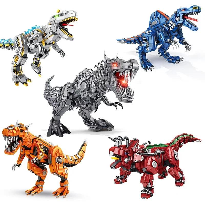 Riesiger Mechanischer Dinosaurier Baustein Stahl Tyrannosaurus Rex Montiertes Allosaurus Modell Spinosaurus Bausteine für Kinderspielzeug