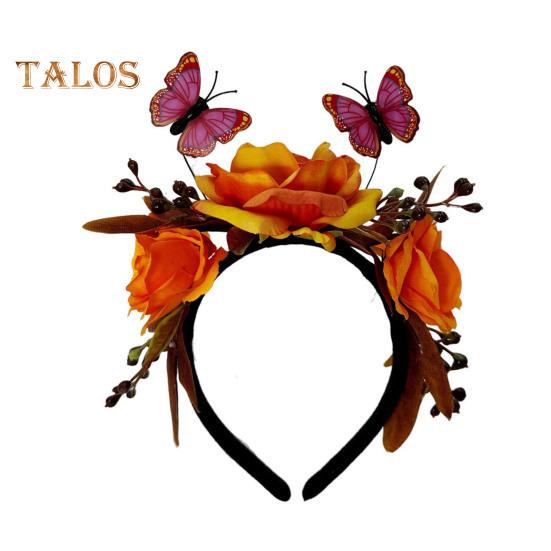 

Обруч для волос на Хэллоуин, имитация роз, бабочки, декоративная повязка на голову, эластичный головной убор, костюм для косплея, аксессуар для вечеринки оранжевый