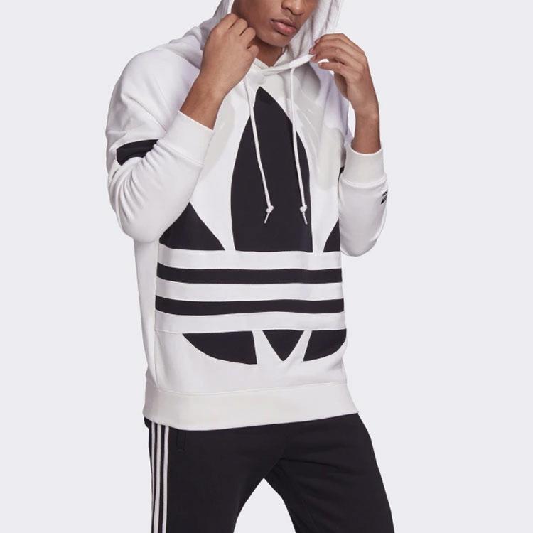 Adidas Originals Trefoil Big Logo Drawstring Solid Hoodie With Drop Shoulders Men Hoodie White FM9909