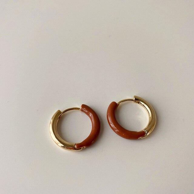 Модные простые зеленые черные коричневые круглые металлические серьги-кольца в новом корейском стиле Brincos Jewelry красный