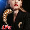 1PC Enamel Vintage Pin with Rhinestones Party Pearl Elegant Bag Badges Gifts Feather Brooch Dinner Unisex