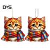 Cat Pendant Acrylic Mini Cartoon Cat Wearing Scarf Ornament Kitten Hanging Ornament for Xmas Tree Car Backpack