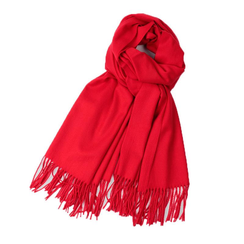 Scarf Women s winter scarf Big red embroidered imitation cashmere scarf Long student autumn and winter double-sided shawl scarf 200*60cm красный