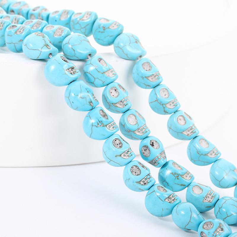 Colorful Halloween Skull Beads: Synthetic Turquoise Pendants for DIY Jewelry
