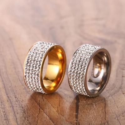 Bague de fiançailles en acier inoxydable avec zircon cubique glacé pour homme et femme, bijou de style hip-hop, en or, argent